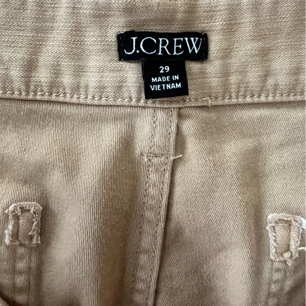 J. Crew Camp Pocket Wide Leg Cotton High Rise Stretch Pants Khaki Tan, size 29